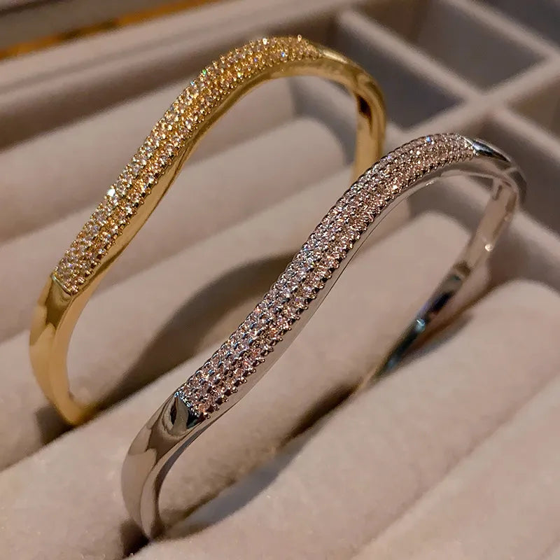Fashionable Italian Wave Micro Inlaid Natural Zircon Gemstone Bracelet set in 18K Gold Plating Capella Jewellery