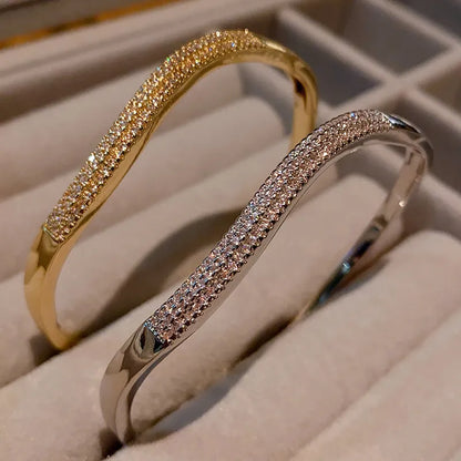Fashionable Italian Wave Micro Inlaid Natural Zircon Gemstone Bracelet set in 18K Gold Plating Capella Jewellery