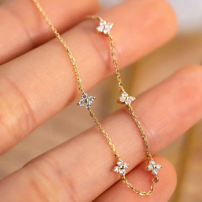 Four Leaf Clover Natural Zircon Gemstone Bracelet set in 18K Gold Plated 925 Sterling Silver Capella Jewellery