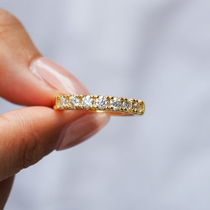 French Seven Stars Pavé 0.7 Carat Moissanite  Eternity Ring set in 18K Gold Plated 925 Silver Capella Jewellery