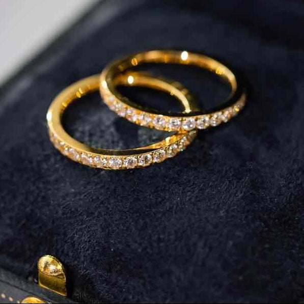 Italian Eternity Ring Full Circle Micro-inlaid Natural Zircon Gemstones set in 18K Gold Plating