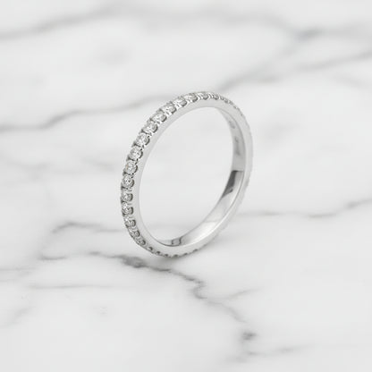 French 15 Row Eternity Ring 0.22 Carat Moissanite set in 18K White Gold Plated 925 Silver (GRA) Capella Jewellery