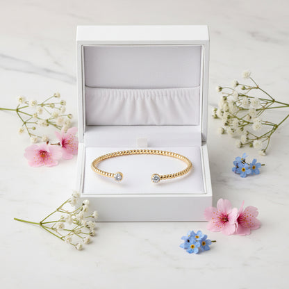 Italian Twist Bangle 1 Carat Moissanite Bracelet Set in Platinum Gold Plated 925 Silver (GRA) Capella Jewellery
