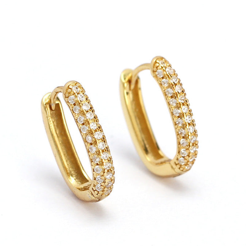 French Inspired Hoop Micro-Pavé Natural Zircon Gemstone Earrings set in 18K Gold Plated 925 Silver Capella Jewellery