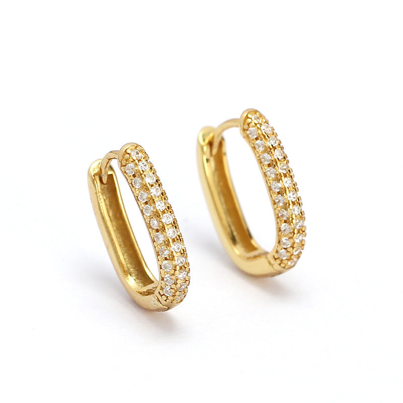French Hoop Design Micro-Pavé Natural Zircon Gemstone Earrings set in 925 Sterling Silver