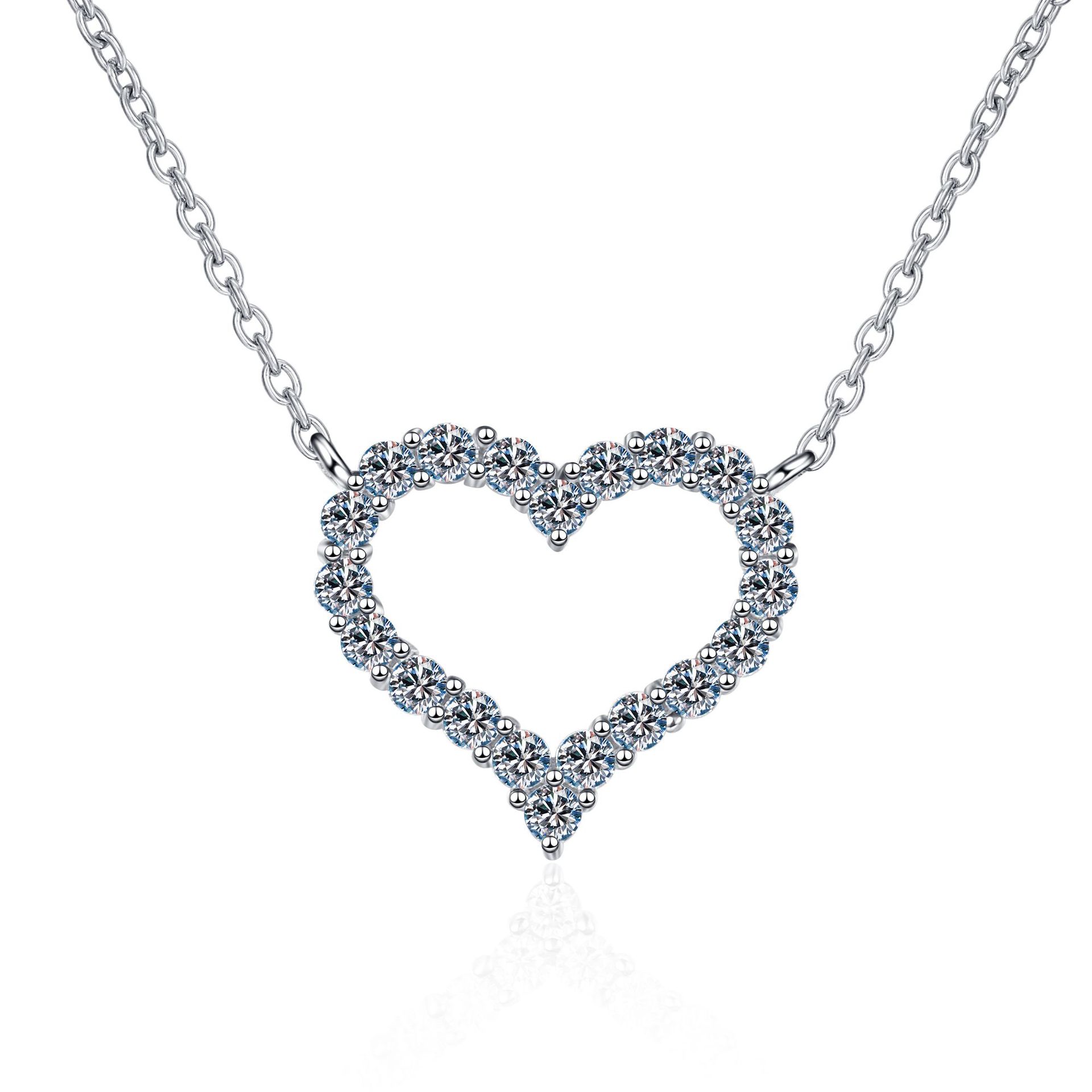 French Design 'Heart Of Diamonds' 2 Carat Moissanite Diamond Pendant set in 925 Silver (GRA)