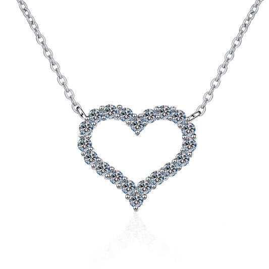 French 'Heart Of Diamonds' 2 Carat Moissanite Diamond Pendant set in Platinum Plated 925 Silver (GRA)