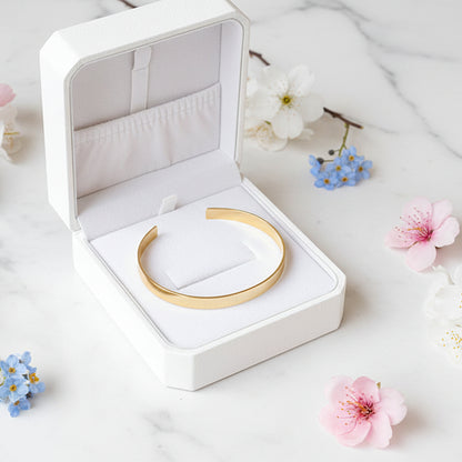 Classic Gold French Fashion 6mm Bangle Bracelet set in 18K Gold Plated 925 Sterling Silver Capella Jewellery