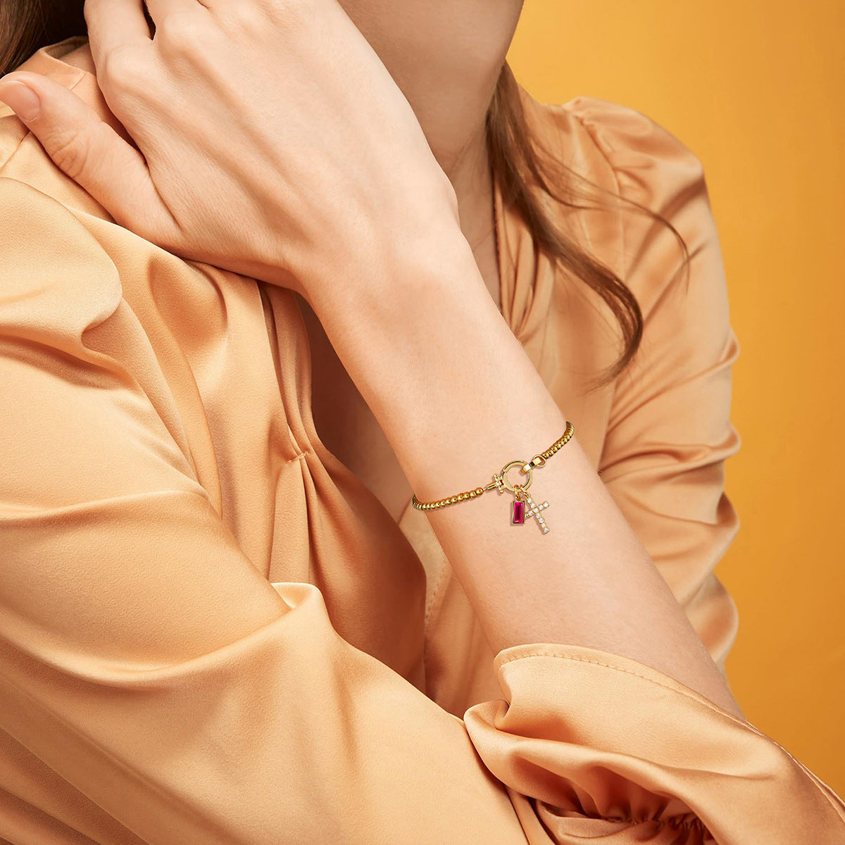 18K Gold Plated Moon Stone Love Knot Bracelet