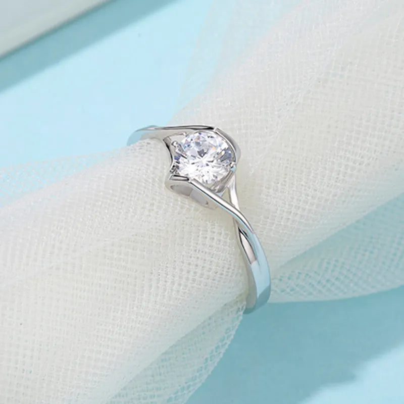 Italian Marquise Accent 0.5 Carat Moissanite Diamond Ring set in 18K White Gold plated 925 Silver (GRA)