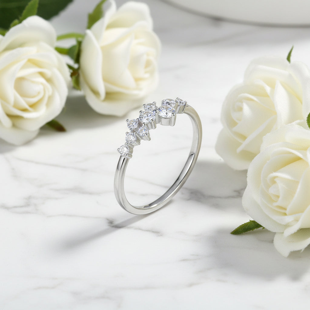 Constellation Stars 0.3 Carat Moissanite Diamond Ring set in 18K White Gold Plated 925 Silver (GRA)