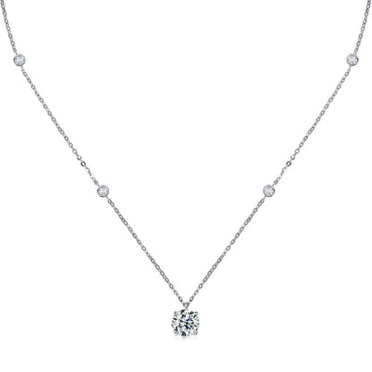 Luxury Five Stars 2 Carat Moissanite Necklace set in 18K White Gold Plated 925 Silver (GRA) Capella Jewellery
