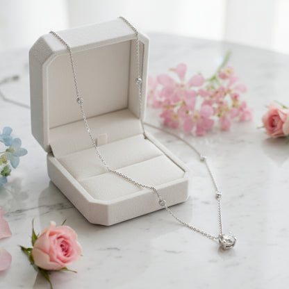 Luxury Five Stars 2 Carat Moissanite Necklace set in 18K White Gold Plated 925 Silver (GRA) Capella Jewellery