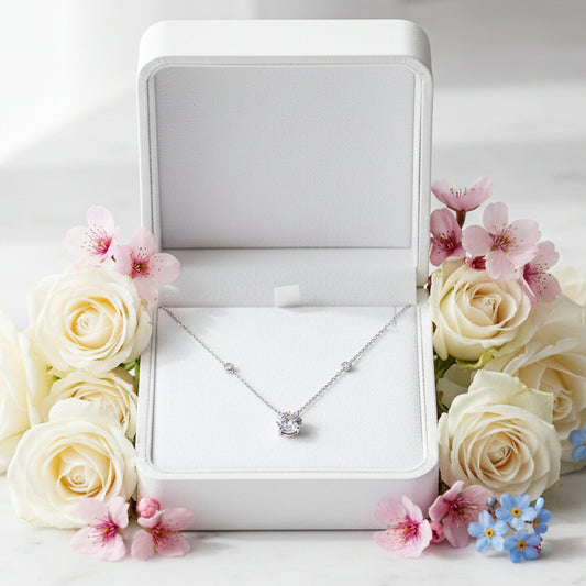 Luxury Five Stars 2 Carat Moissanite Necklace set in 18K White Gold Plated 925 Silver (GRA) Capella Reya pic 4
