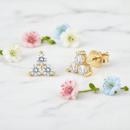 French Trèfle Design 0.6 Carat Moissanite Earrings set in 18K Gold plated 925 Silver (GRA) Capella Reya  pic 5