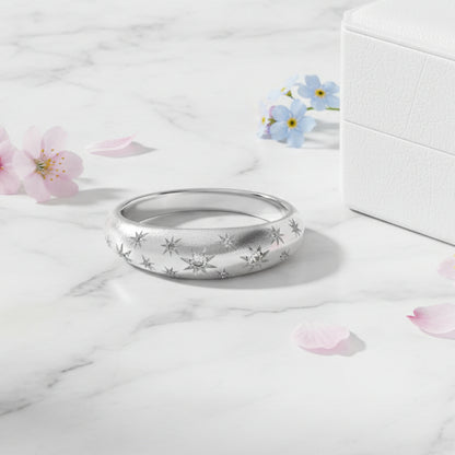 European Starlit Sky Micro Inlaid Natural Zircon Gemstone Ring set in 18K Gold Plated 925 Silver Capella Jewellery