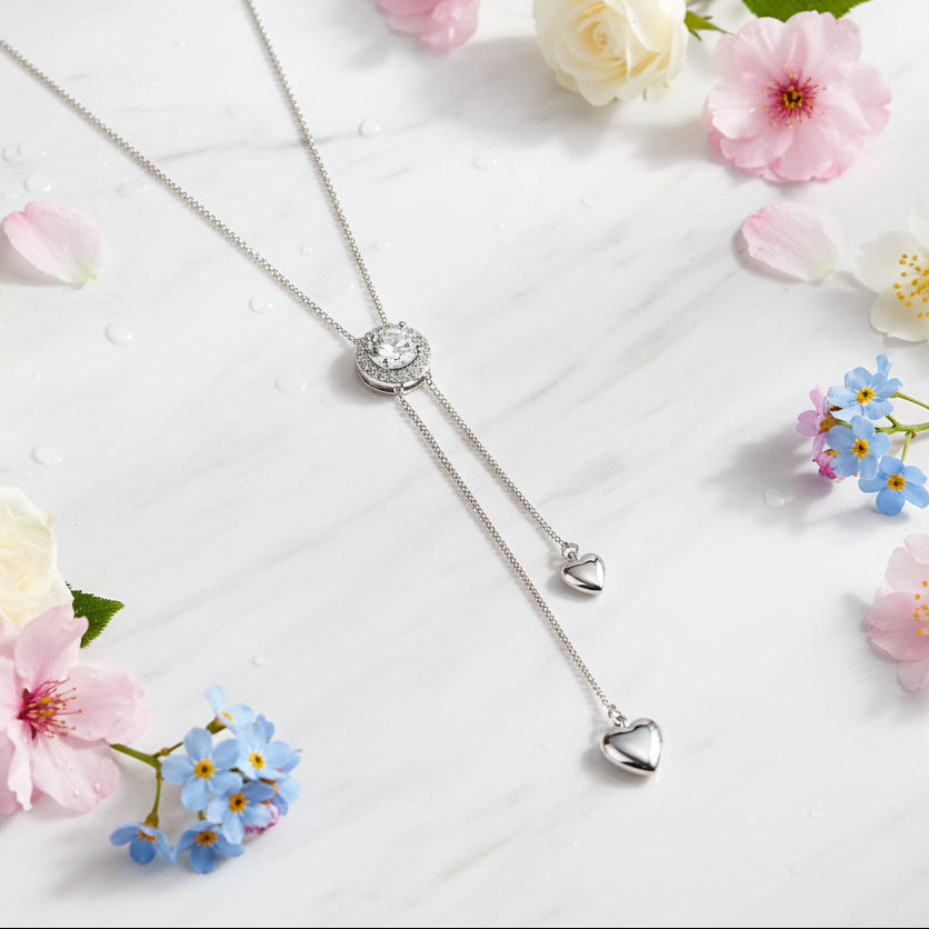 American Hearts 0.5 Carat Moissanite Diamond Pendant set in Platinum Plated 925 Silver (GRA)
