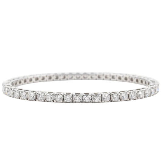 European Tennis Bracelet Pave Full 1 Carat Moissanite Diamond set in Platinum Plated 925 Silver (GRA)