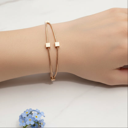 Modern European Mosaic Inspired Double-Layer Bracelet set in 18K Rose Gold Plating Capella Jewellery