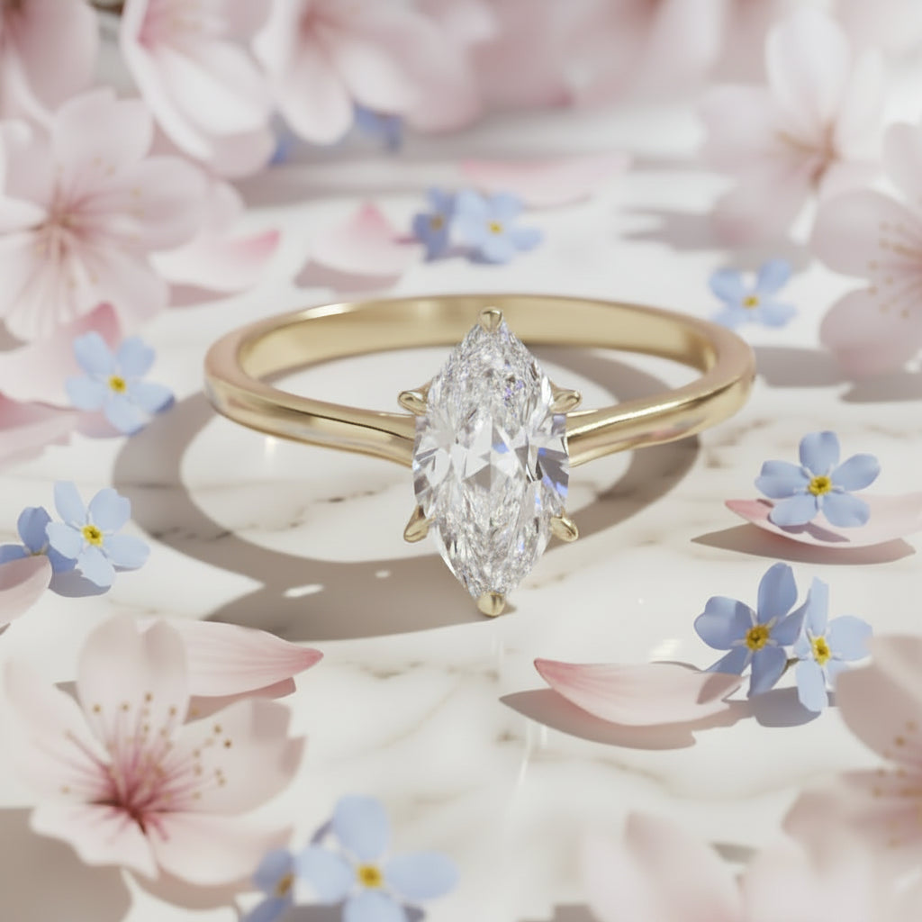 European Oval Design 1 Carat Moissanite Diamond Ring set in 18K Gold Plated 925 Silver (GRA)