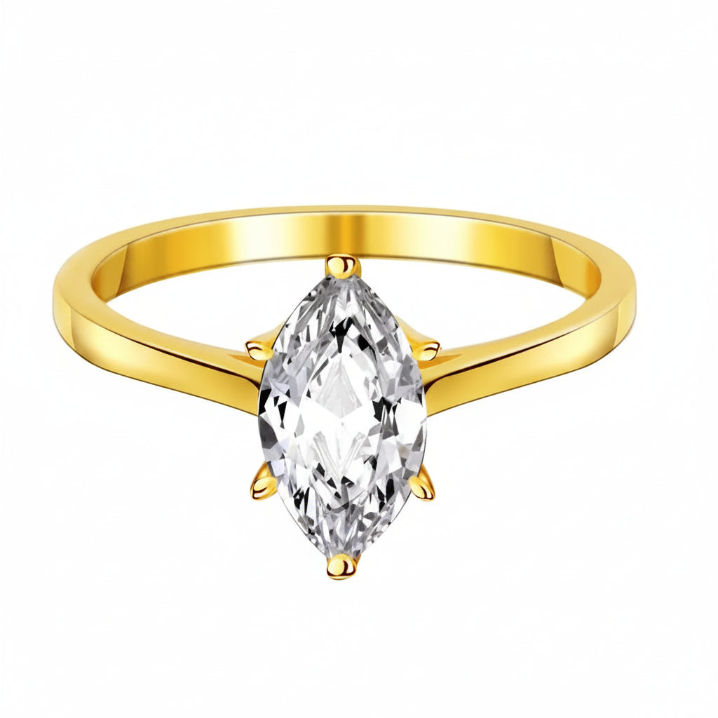 European Oval Design 1 Carat Moissanite Diamond Ring set in 18K Gold Plated 925 Silver (GRA)