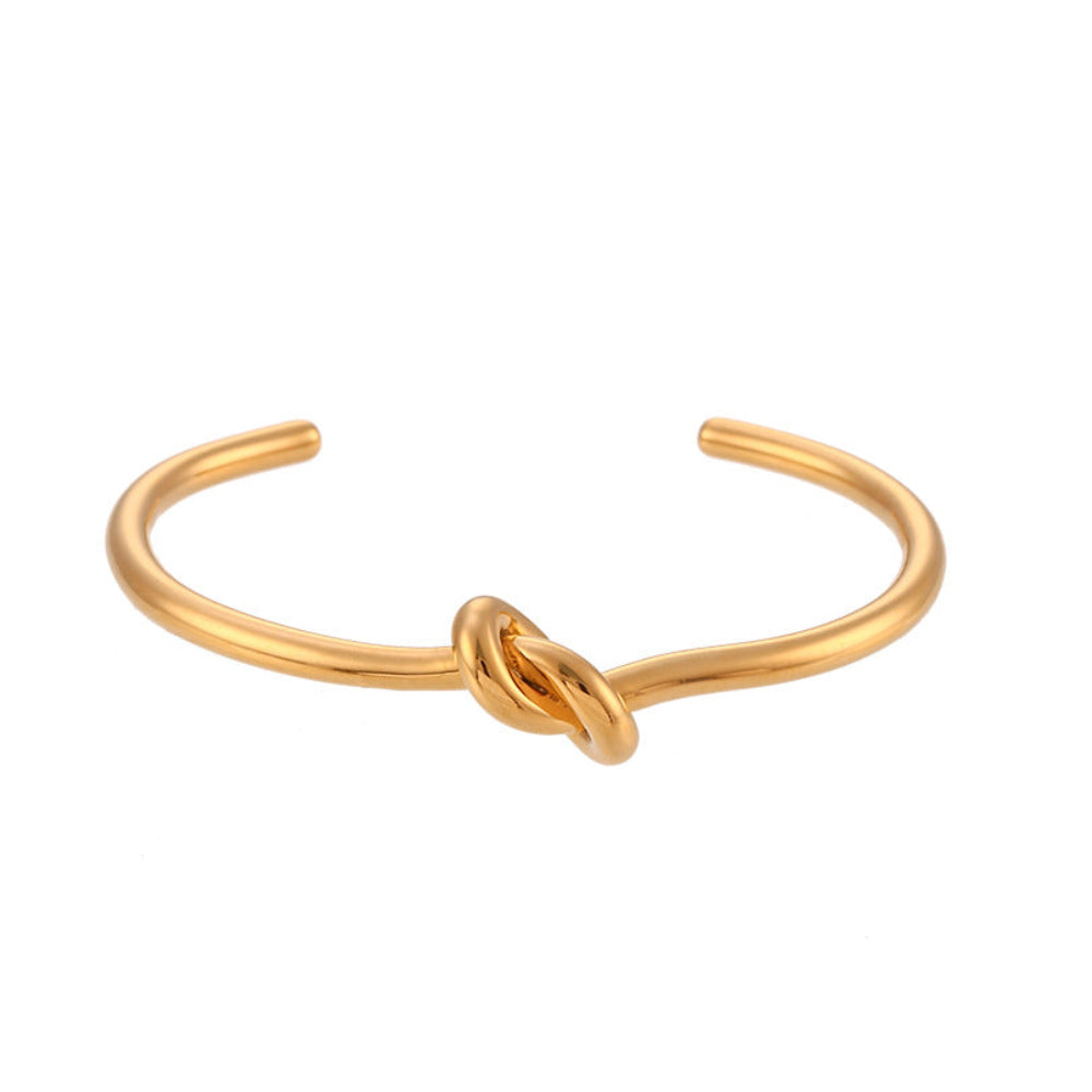 French Designed Louisa Knot Bangle Bracelet set in 18K Gold Plating