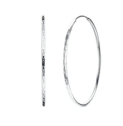 Classic European Inspired Large Hoop Earrings set in Platinum Plated Fine 925 Sterling Silver Capella Jewellery