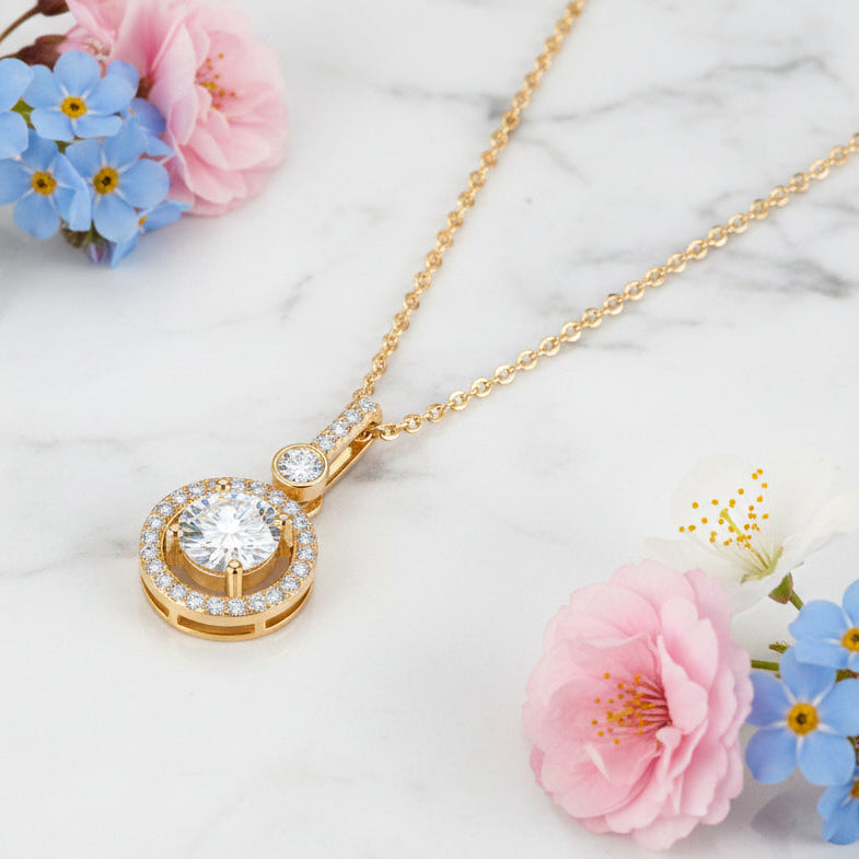Starlight Compass 1.3 Carat Moissanite Necklace set in 18K Gold Plated 925 Silver (GRA) Capella Jewellery