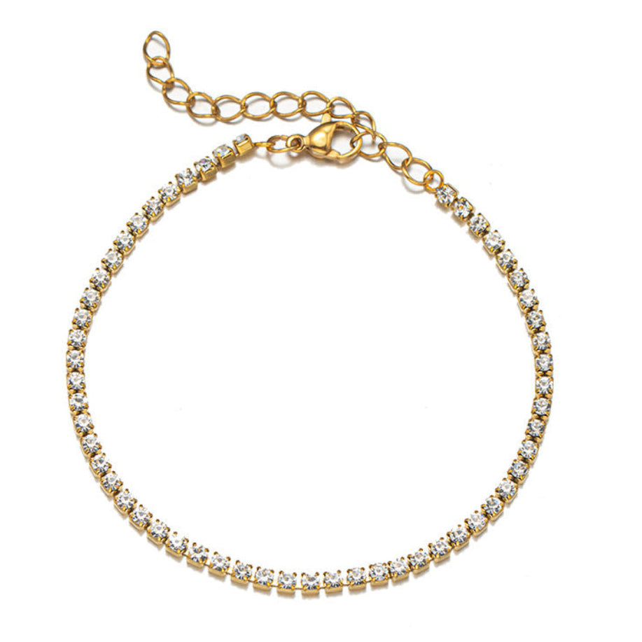 Classic French Tennis Bracelet Pave Full (3mm) Natural Zircon Gemstone in 18K Gold Plating Capella Jewellery