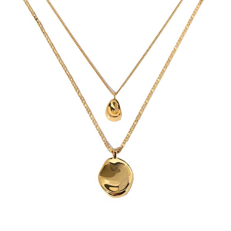 Modern Italian Design Irregular Double-layer Necklace set in 18K Gold Plating
