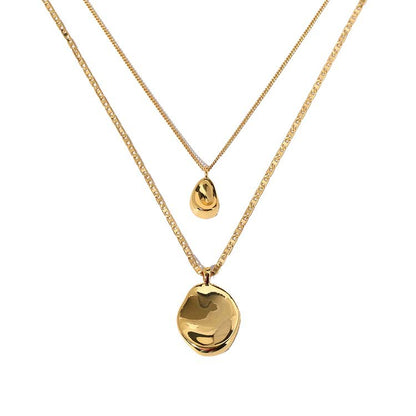 Modern Italian Irregular Pendent Design Double-layer Necklace set in 18K Gold Plating Capella Jewellery
