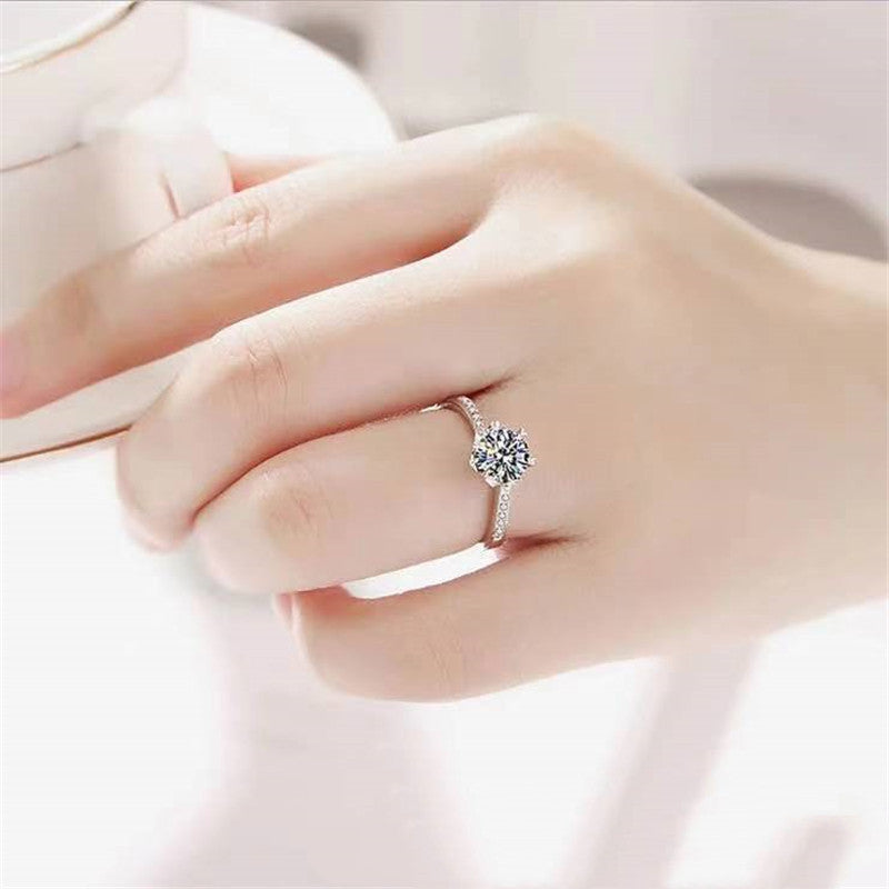 Snowflake Solitaire 2 Carat Moissanite Diamond Ring set in Platinum plated 925 Silver (GRA)