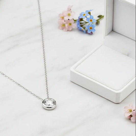 European Classic Round 1 Carat Moissanite Pendant set in Platinum Plated 925 Silver (GRA) Capella Reya pic 2