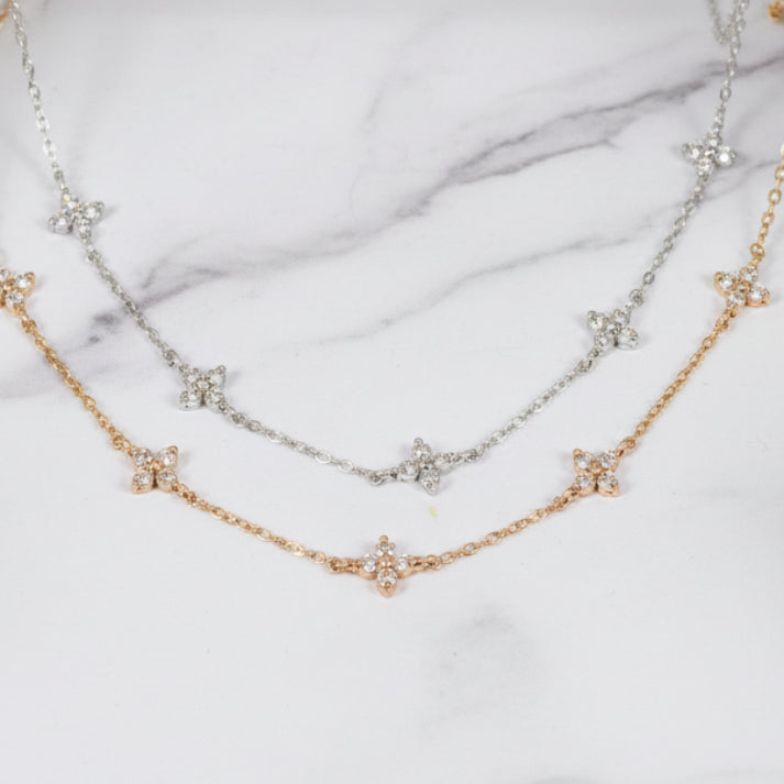 Four Leaf Clover Natural Zircon Gemstone Bracelet set in 18K Gold Plated 925 Sterling Silver