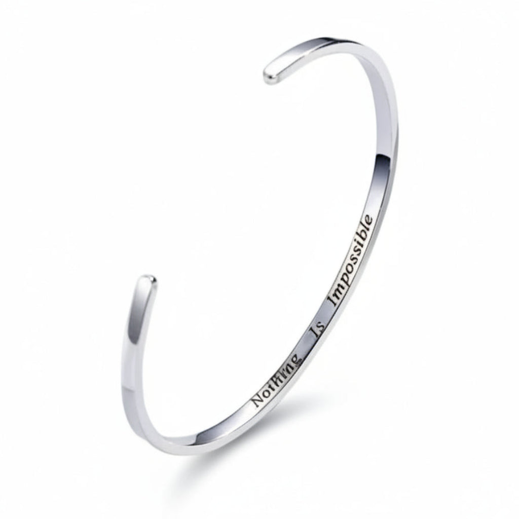 French Classic Elegance Opening Bangle Bracelet set in Platinum Plated 925 Sterling Silver Capella Jewellery