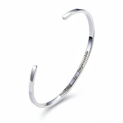 French Classic Elegance Opening Bangle Bracelet set in Platinum Plated 925 Sterling Silver Capella Jewellery