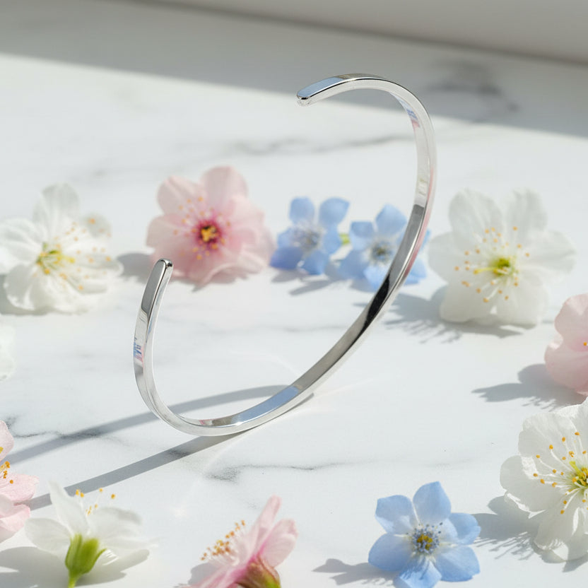 Classic Elegance Opening Bangle Bracelet set in Premium 925 Sterling Silver