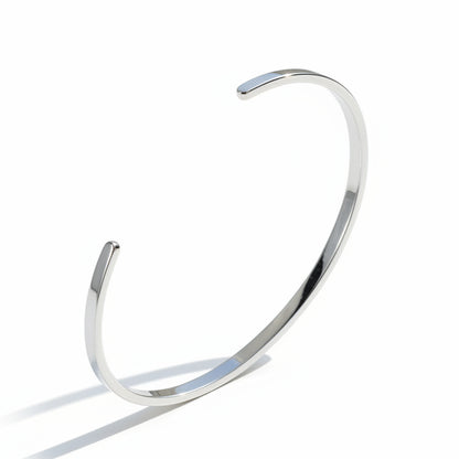 French Classic Elegance Opening Bangle Bracelet set in Platinum Plated 925 Sterling Silver Capella Jewellery