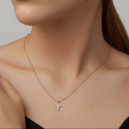 Holy Christian Cross Micro Moissanite Pendant set in Platinum Plated 925 Silver (GRA) Capella Jewellery