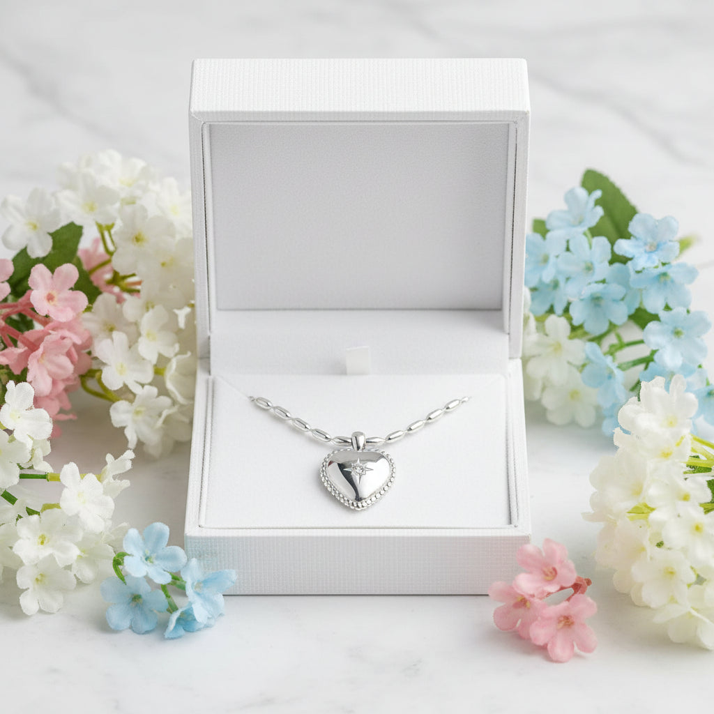 Sweet Heart Natural Zircon Crystal Pendant set in Platinum Plated 925 Sterling Silver