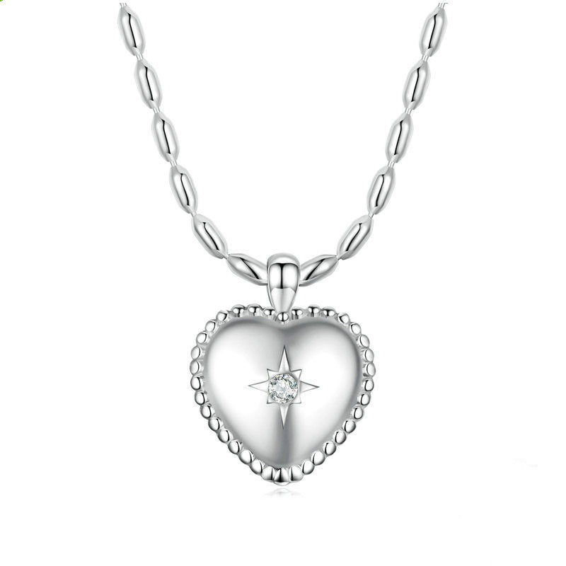 Sweet Heart Natural Zircon Crystal Pendant set in Platinum Plated 925 Sterling Silver