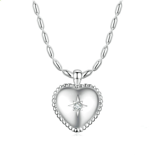European Sweet Heart Natural Zircon Gemstone Pendant set in Platinum Plated 925 Sterling Silver