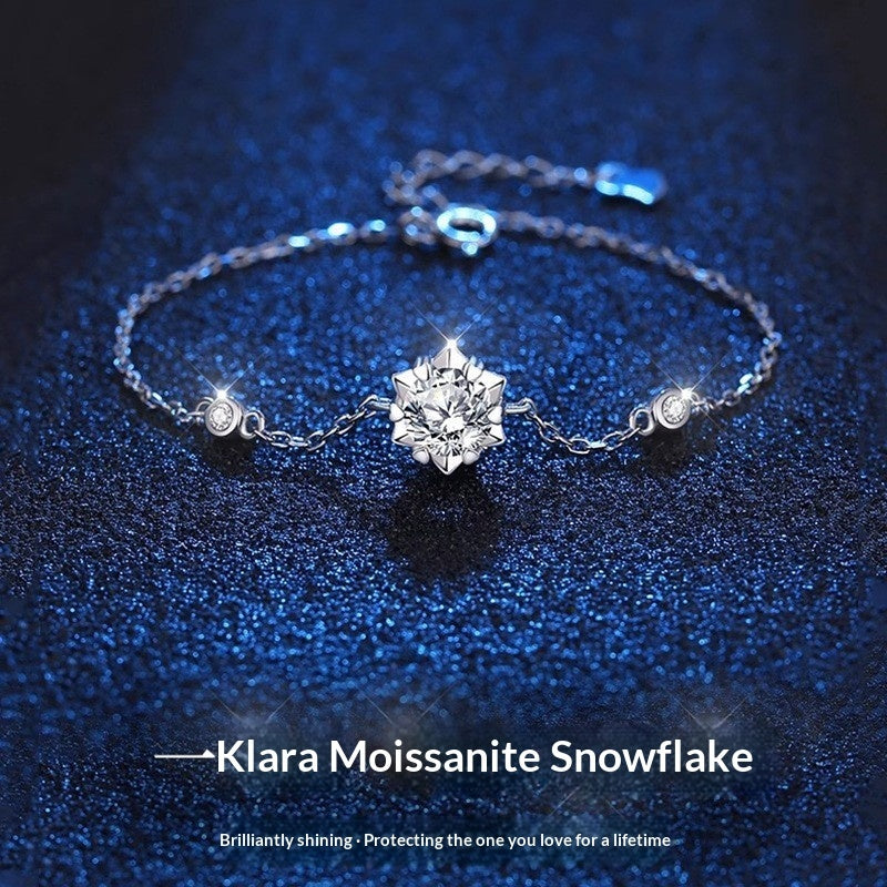 Star Light Sterling Silver Snowflake Moissanite Necklace Set For Women