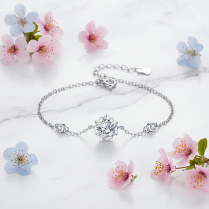 Snowflake Moissanite Earrings/Necklace/Bracelet set in 18K White Gold Plated 925 Silver (GRA) Capella Reya pic 6