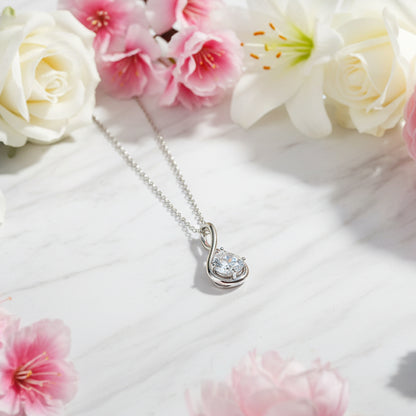 French Angels Teardrop 2 Carat Moissanite Necklace in 18K White Gold Plated 925 Silver (GRA) Capella Jewellery