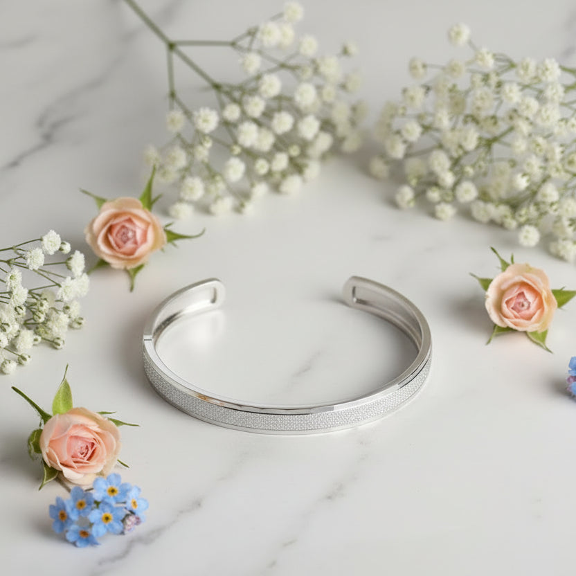 Modern Minimalist Quadrilateral Bangle Bracelet set in 925 Sterling Silver