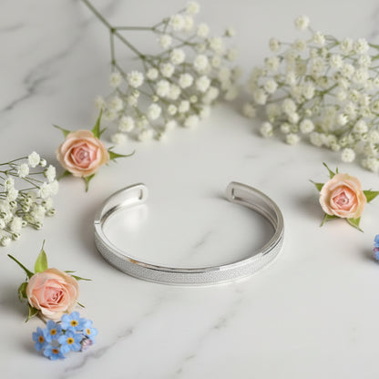 Italian Modern Minimalist Quadrilateral Bangle Bracelet set in 18K White Gold Plated 999 Pure Silver Capella Jewellery