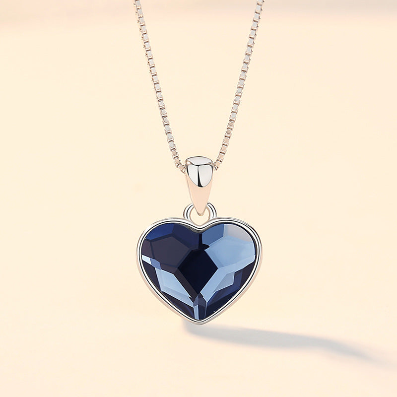 Dark Blue Heart Natural Zircon Crystal Necklace/Bracelet/Earrings set in 18K White Gold Plated 925 Silver Capella Reya pic 5