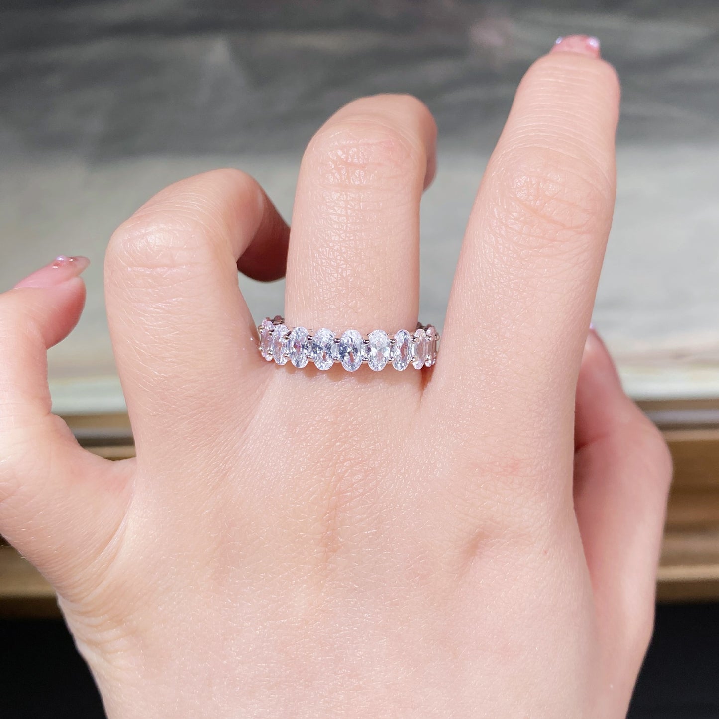 European Dove Egg Inspired Ring 18 High Carbon Diamonds set in Platinum 925 Sterling Silver Capella Jewellery