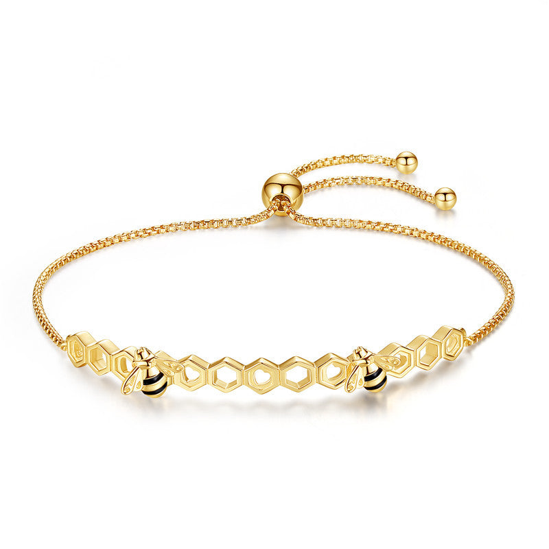 Summer Bee Retractable Bee Bracelet set in 18K Gold Plated 925 Sterling Silver
